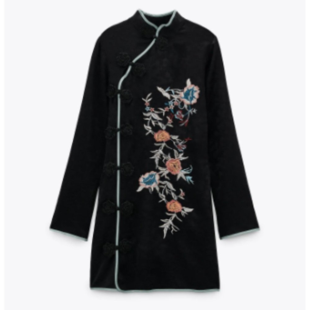 ZARA EMBROIDERED JACQUARD DRESS